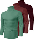 Men's 3-Pack Turtleneck Cotton Stretch Shirts - Slim Fit Pullover
