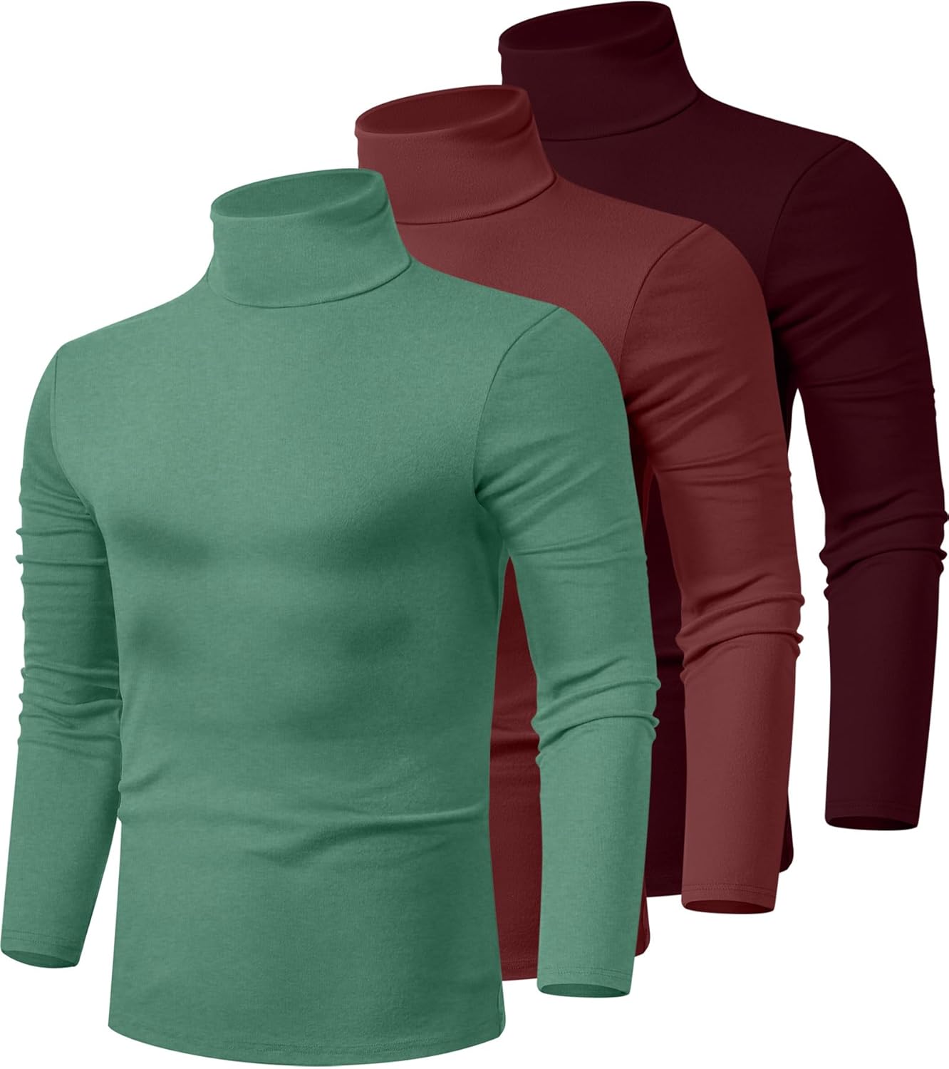 Men's Turtleneck Shirts 3 Pack - Comfortable Cotton Sweaters