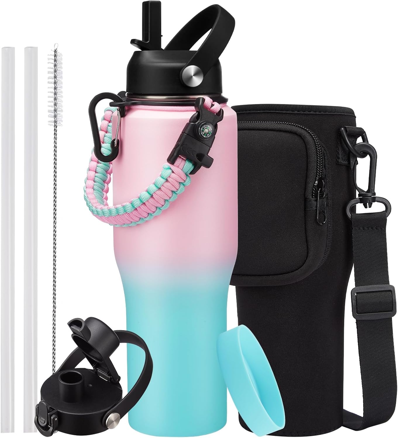 Insulated Water Bottle 32OZ Fits in Cup Holder - Perfect for Travel