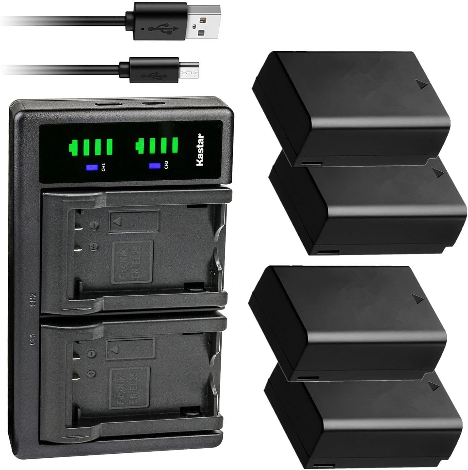 Kastar 4-Pack Battery and USB Charger for Nikon Z 30 Camera