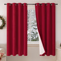 Red Christmas 100% Linen Blackout Curtains 63 in - Deep Sleep Drapes