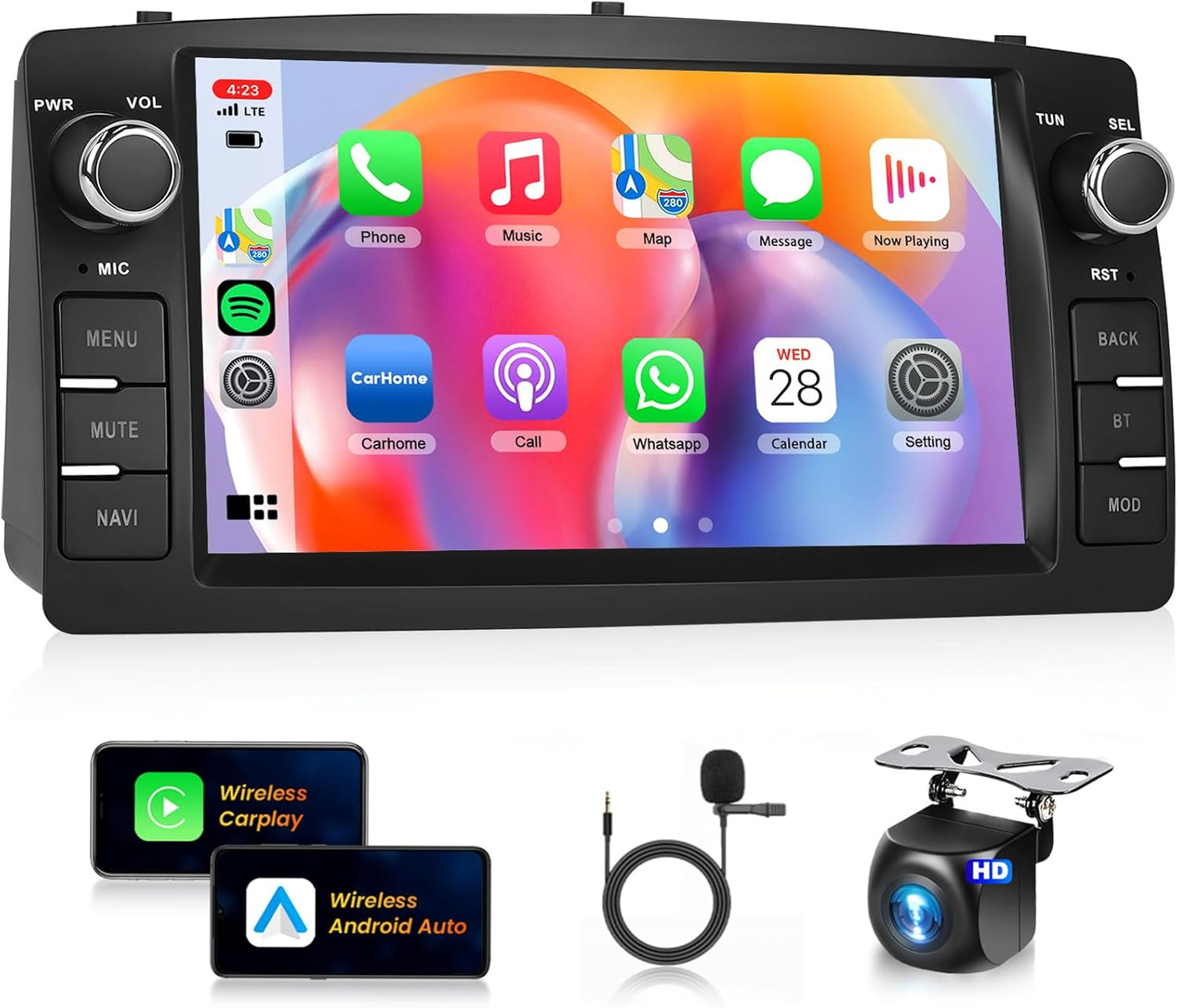 4+64G Car Stereo for Toyota Corolla E120 E130 with Wireless Carplay