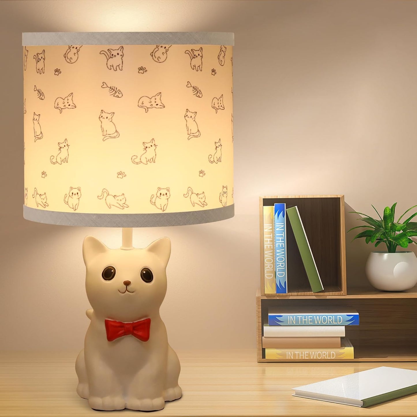 Small Cat Table Lamp for Bedroom Nightstand Decor and More