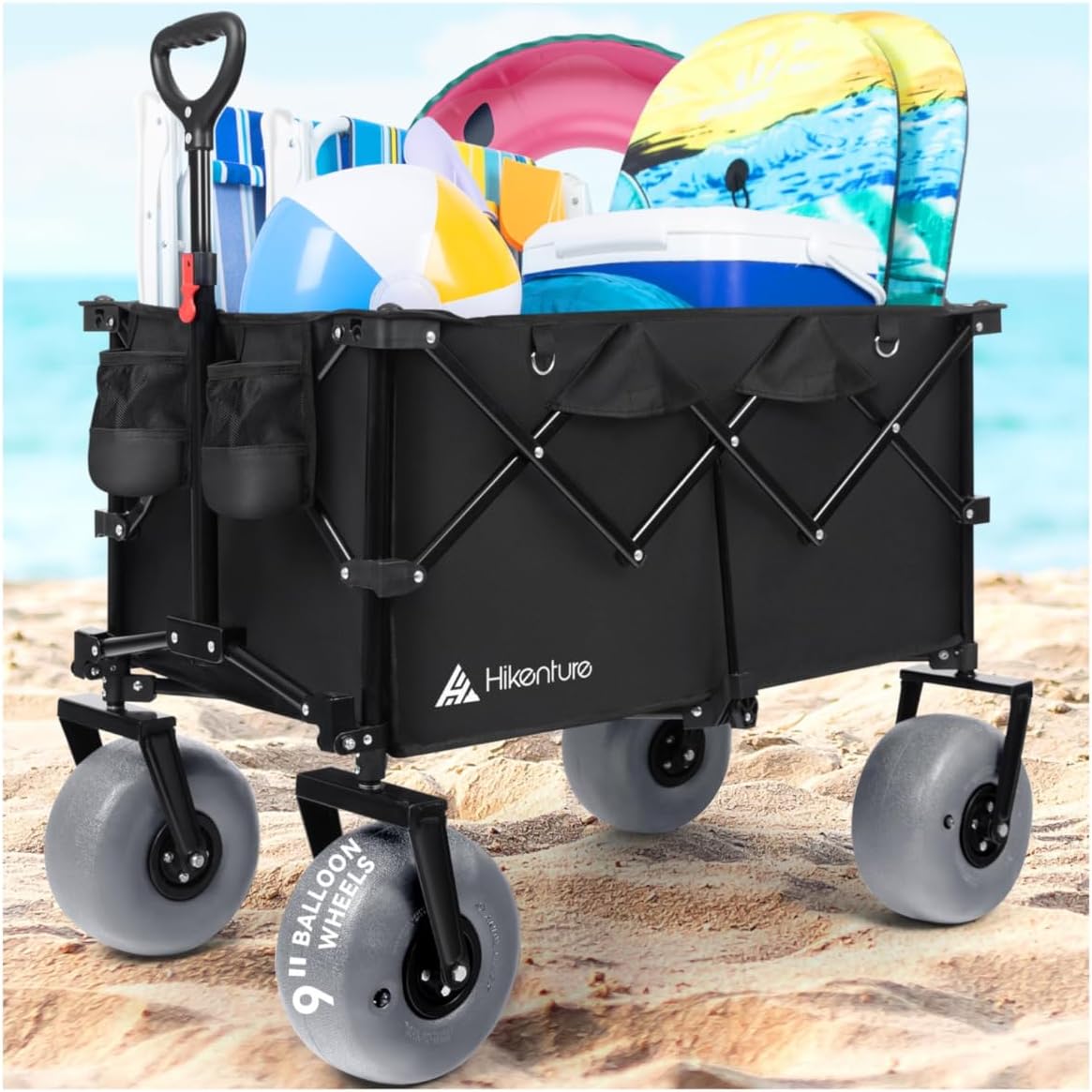 Hikenture Beach Wagon with 9in Balloon Wheels for Sand