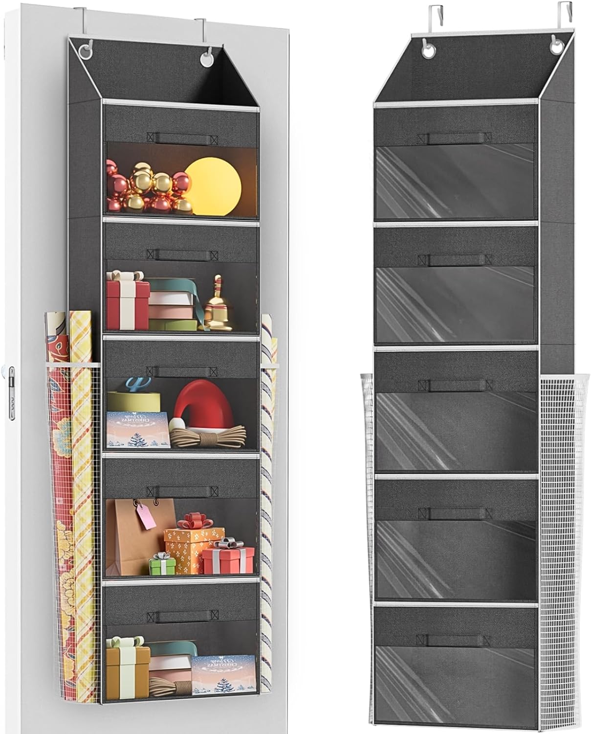 Ofiray-home Over Door Wrapping Paper Organizer with 5 Drawers