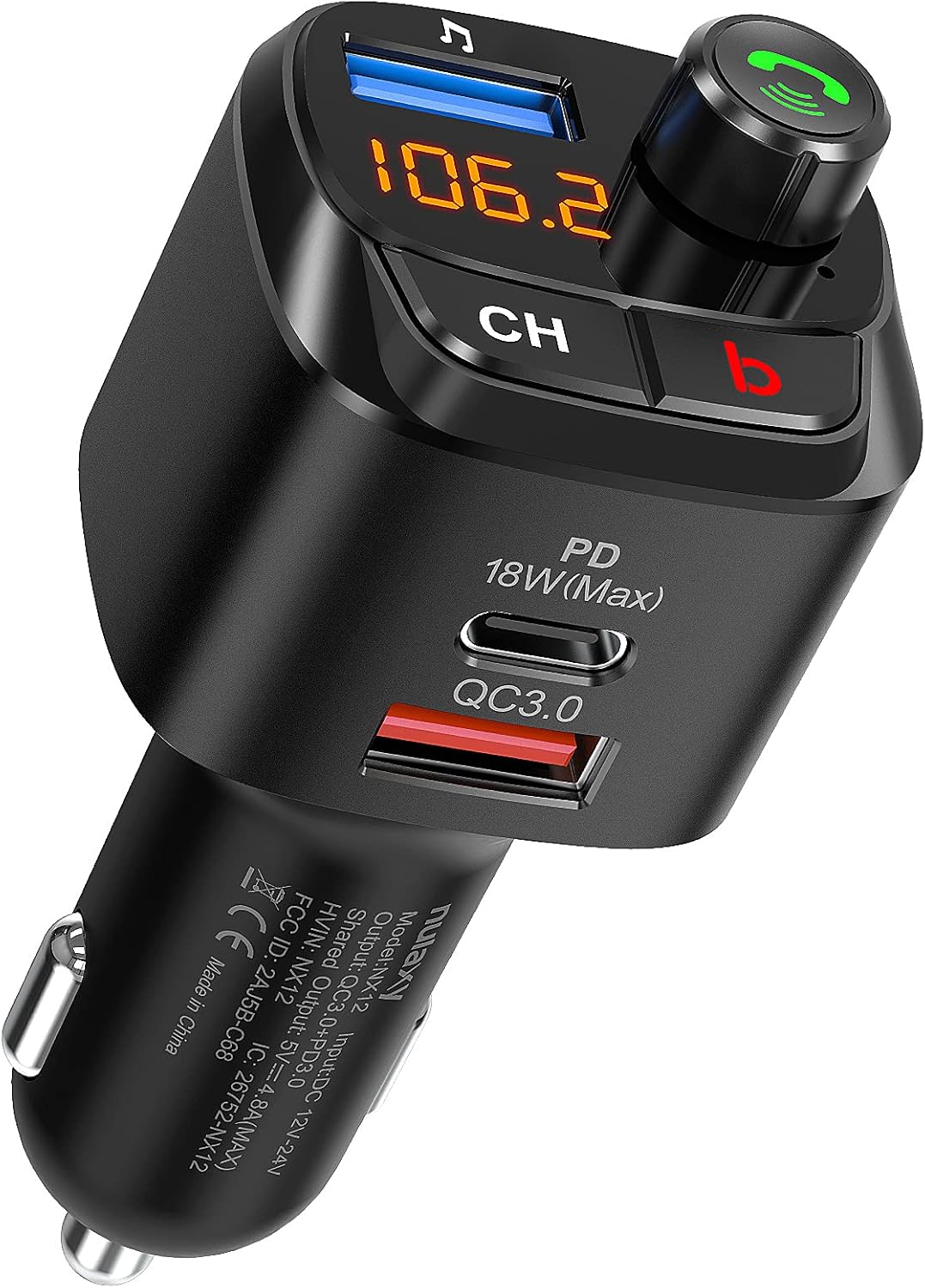 Nulaxy Bluetooth 5.0 FM Transmitter - Enhanced Car Audio