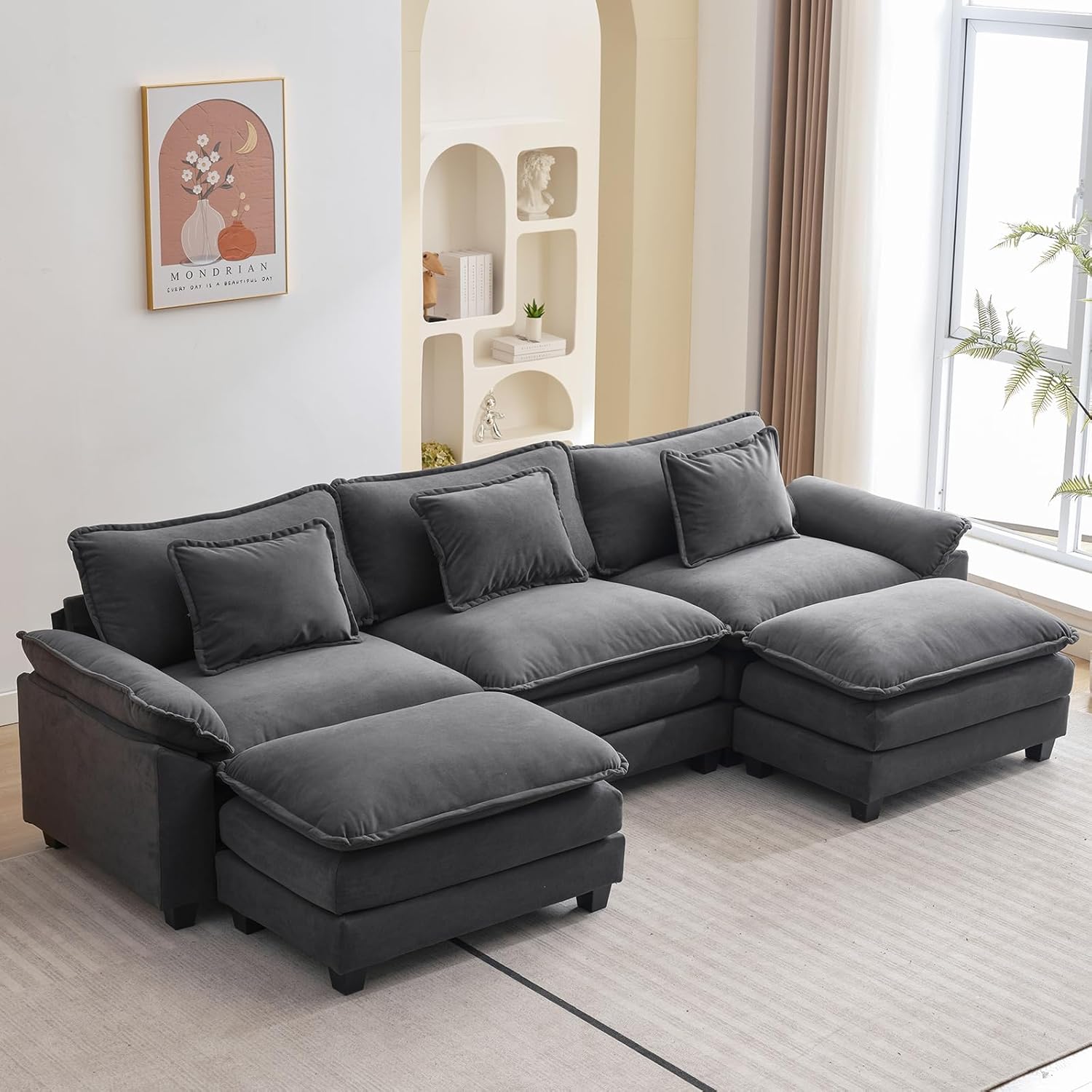 120 Inch Modular Sectional Sofa - Comfy Cloud Couch Design