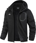 Men's Waterproof Ski Jacket with Removable Hood - Warm Fleece Lined
