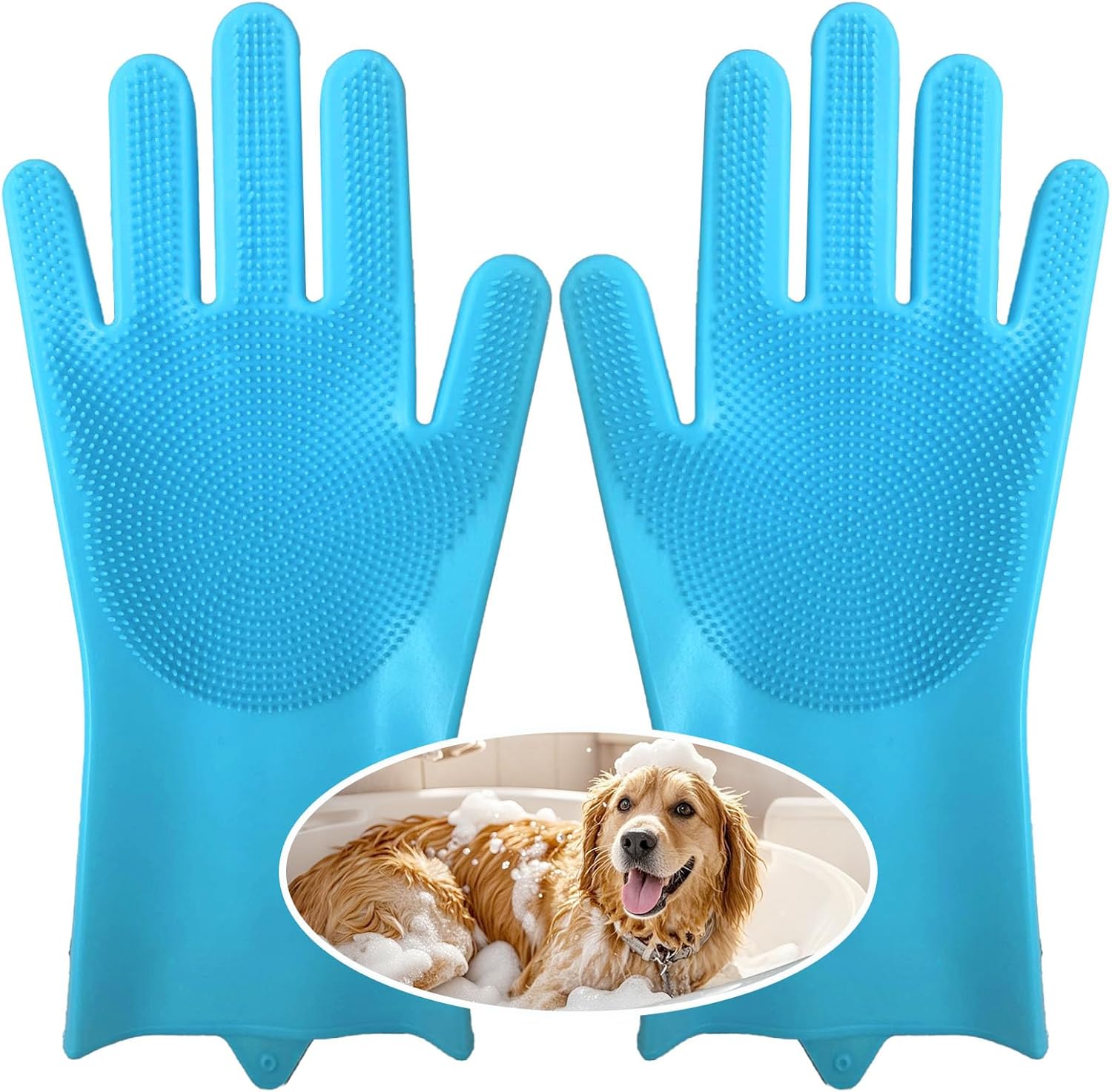 High-Density Teeth Pet Grooming Gloves - Bath & Massage Cats/Dogs