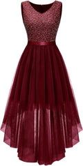 BeryLove Homecoming Cocktail Formal Sleeveless Sequin Hi-Low Dress