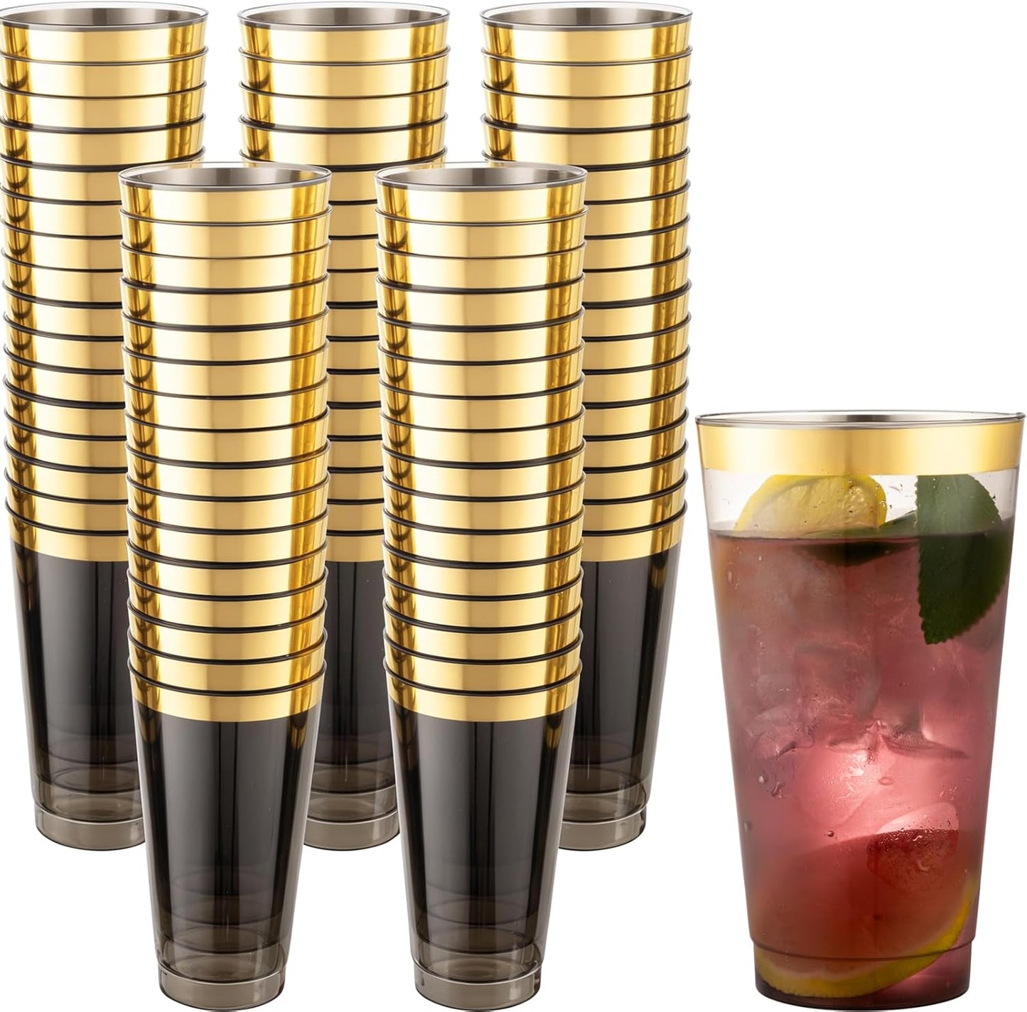 Stylish 100 Pcs Gold Plastic Cups for Parties and Weddings