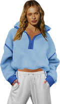 LAMISSCHE Half Zip Sherpa Sweatshirt Women Oversized - Cozy Layering