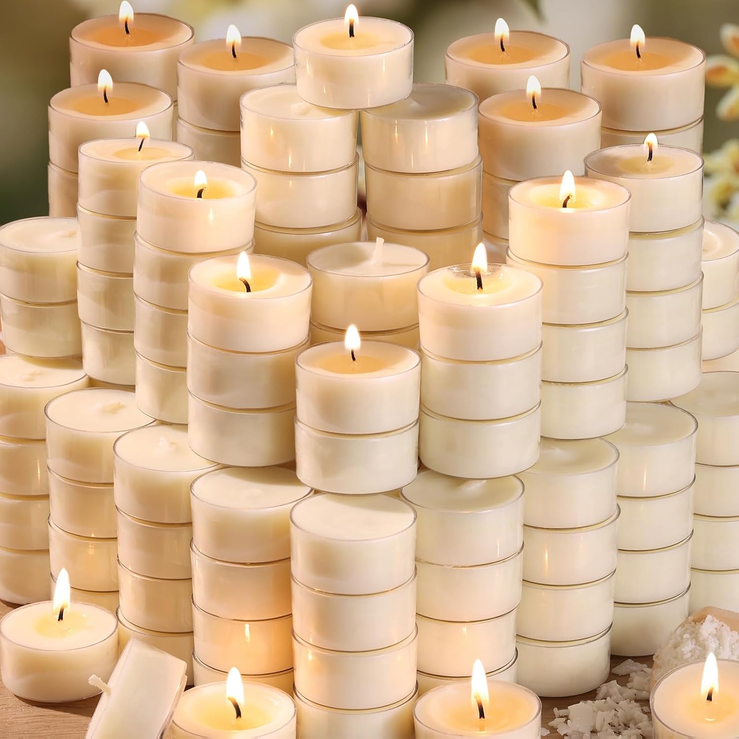 Soy Tea Lights Candles 200 Pack for Weddings and Events