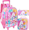Rolling Backpack for Girls and Boys with Wheels and Unicorn Design