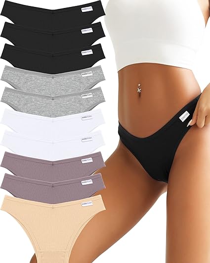FINETOO 10 Pack Womens Cotton Underwear Sexy Stretch Bikini Panties