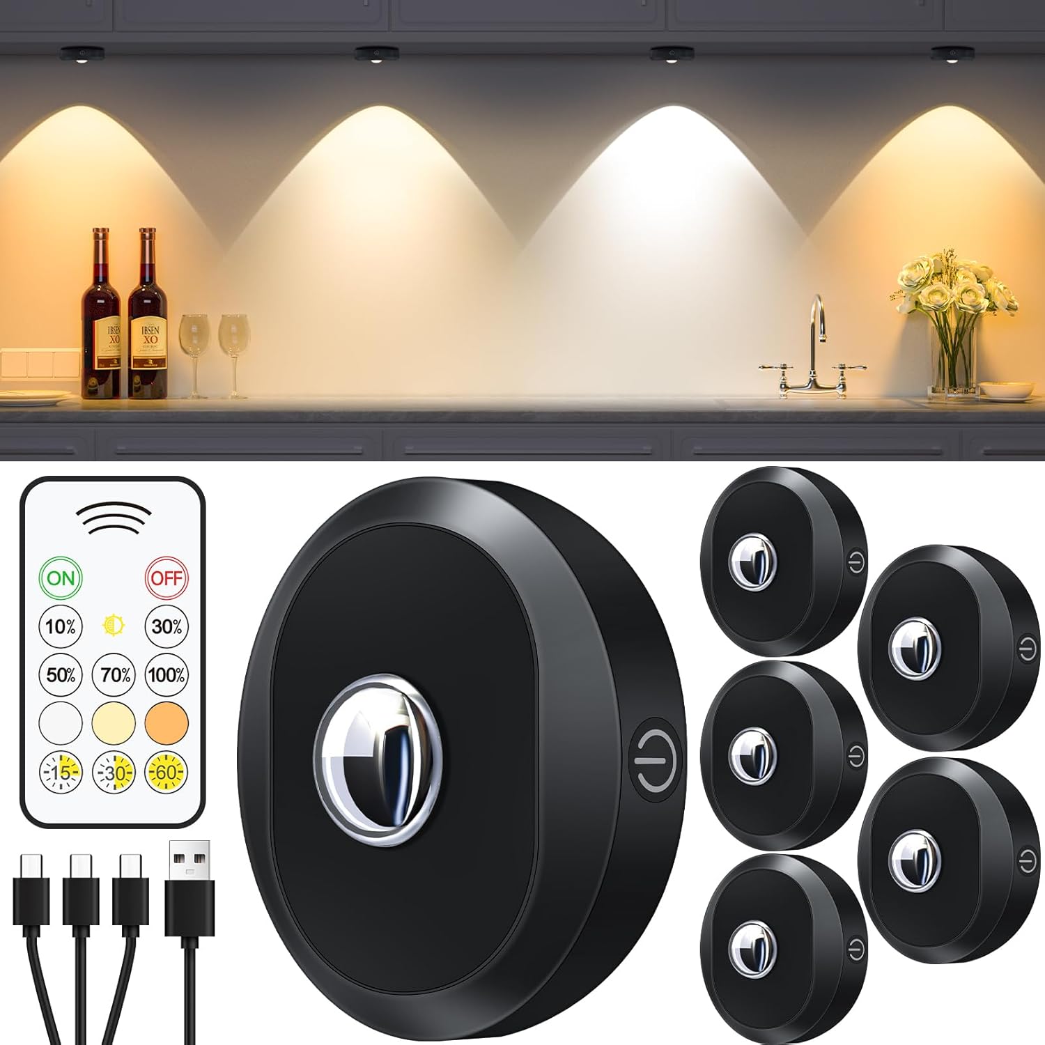 Rechargeable Puck Lights with Remote Control for Versatile Lighting