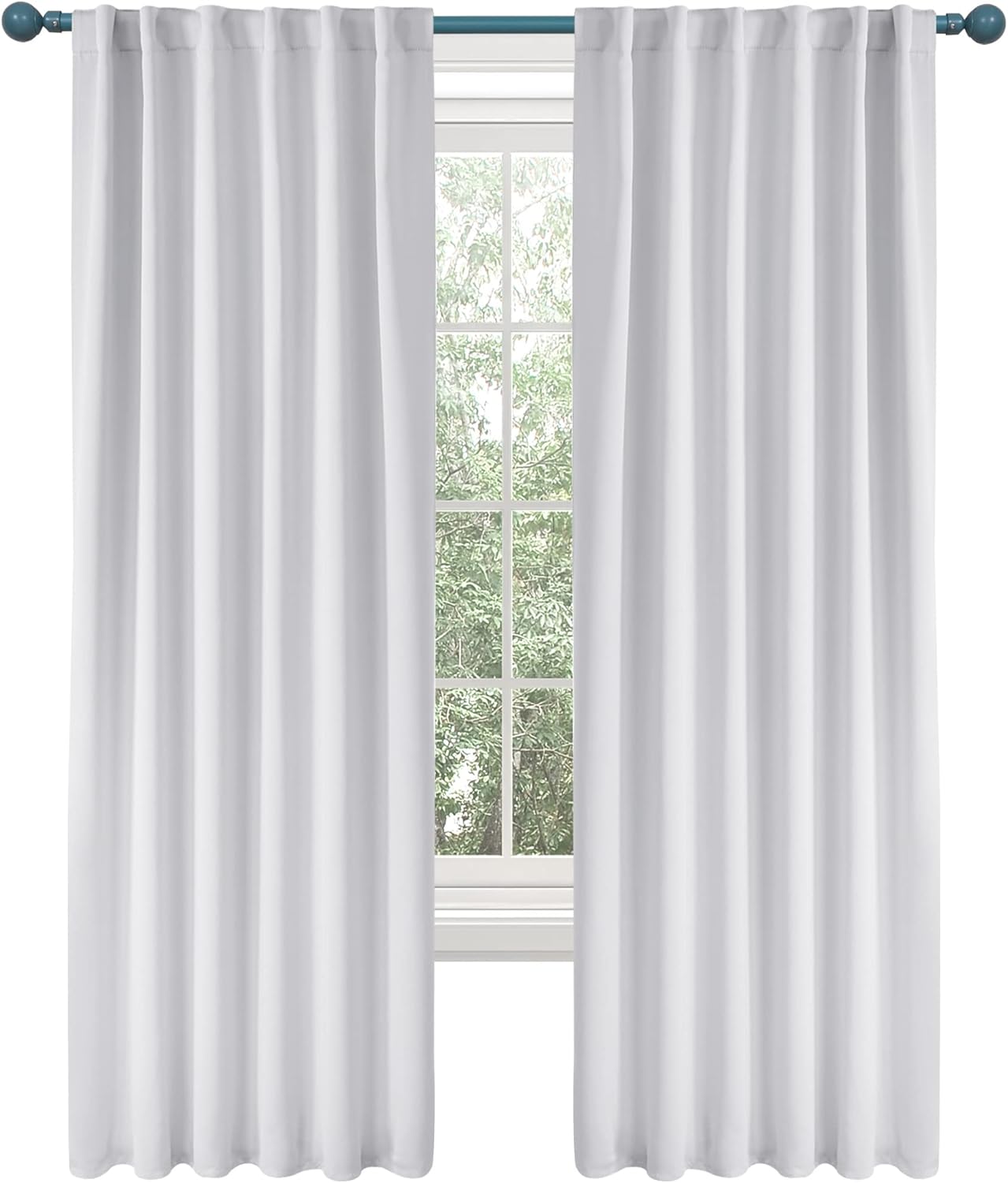 Blackout Curtain Panels Thermal Insulated 52Wx108L Greyish White