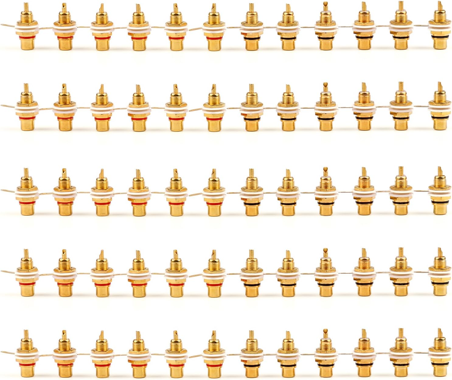 60 Pcs Gold Plated RCA Female Jack Panel Mount Chassis Socket