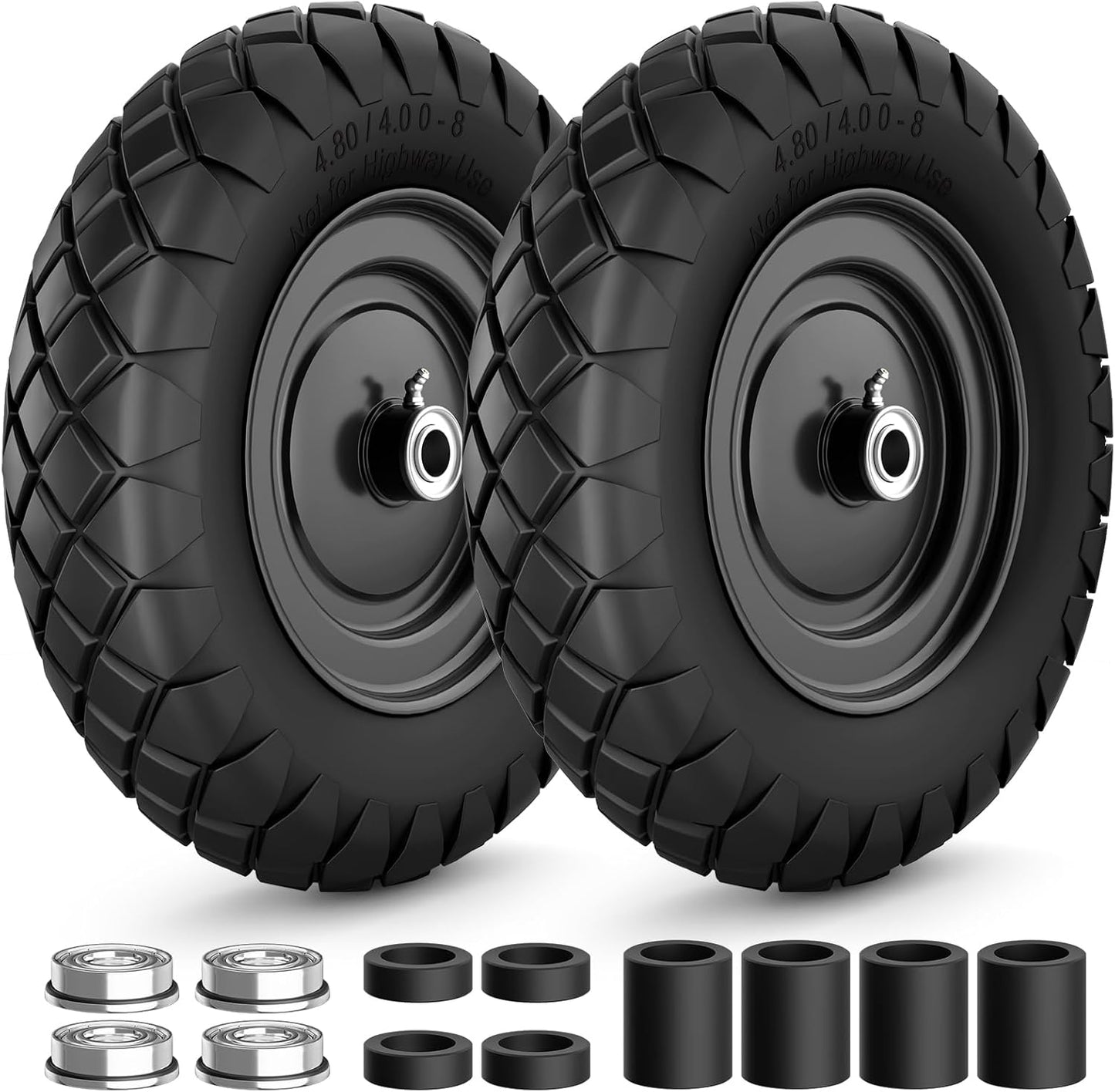 4.80/4.00-8 Flat Free Tire and Wheel for Wheelbarrows and Trailers