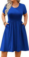 Womens Plus Size Summer Dress with Pockets - Casual Empire Waist