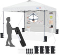 10x10 Pop-up Canopy Tent with Removable Pockets Sidewall (White)