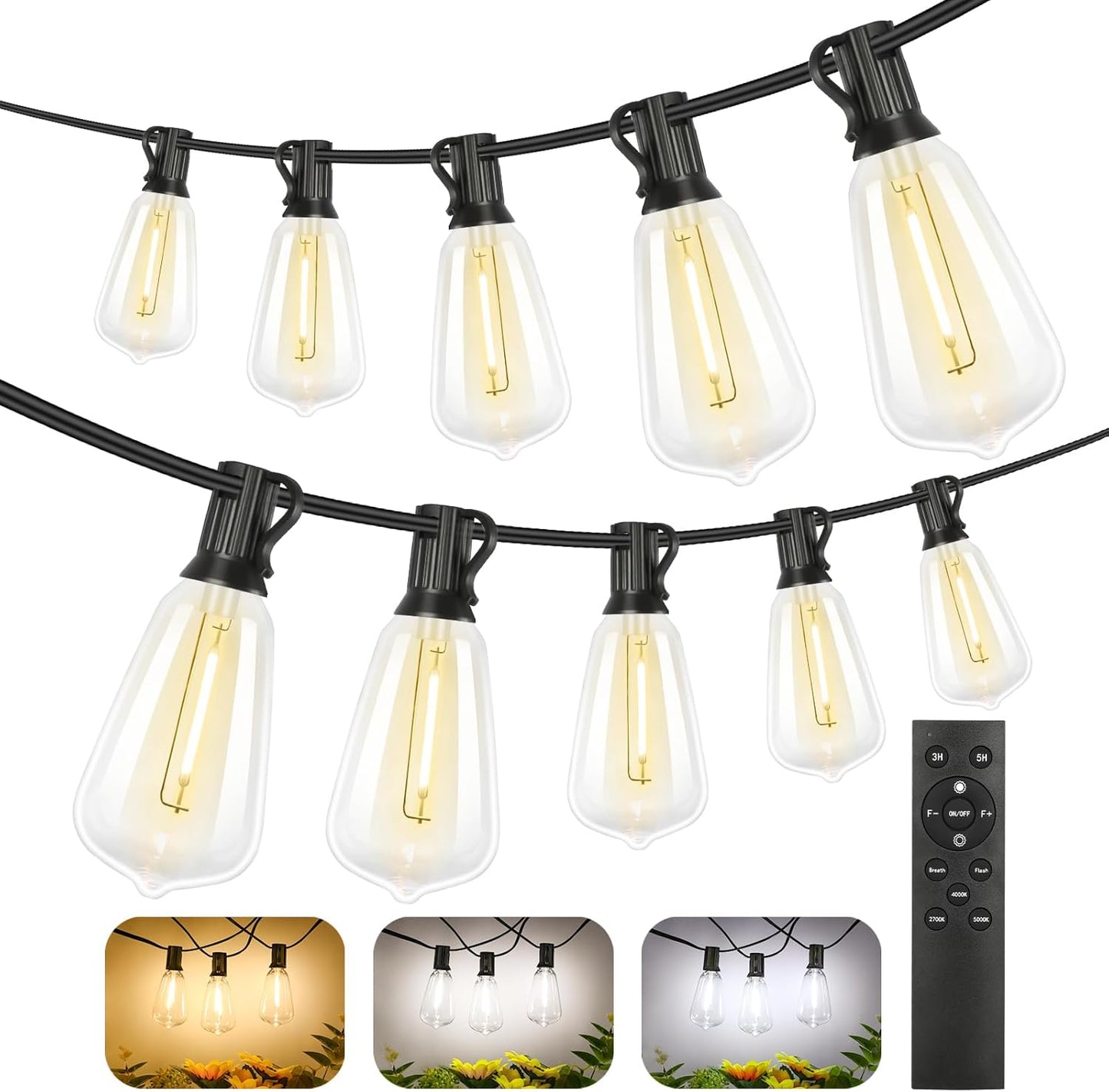 Brightever 200FT Outdoor String Lights with Remote Control