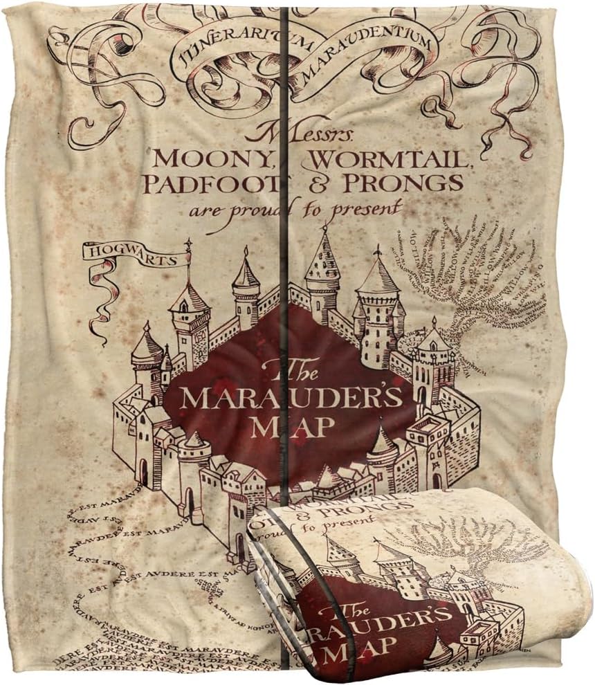 Harry Potter Folded Map Blanket - Silky Touch Soft Throw