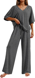 Ekouaer Pajama Sets for Women 2 Piece Lounge Set - Soft Knit Sleepwear