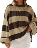 ZESICA Striped Pullover Sweater for Women in Oversized Design