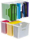 Portable Desktop File Box with Open Lid - Clear Letter Size Organizer