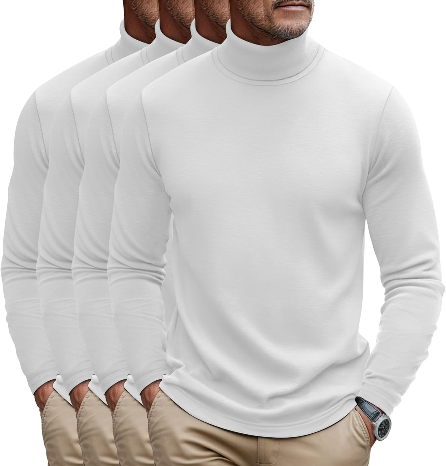 Huukeay Men's Turtleneck Shirts 4 Pack for Stylish Comfort