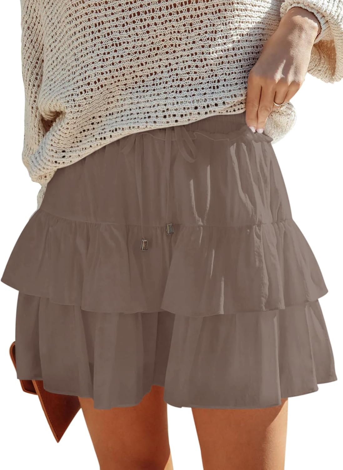 Flowy Shorts for Women Ruffled Tiered Skorts Casual High Waist