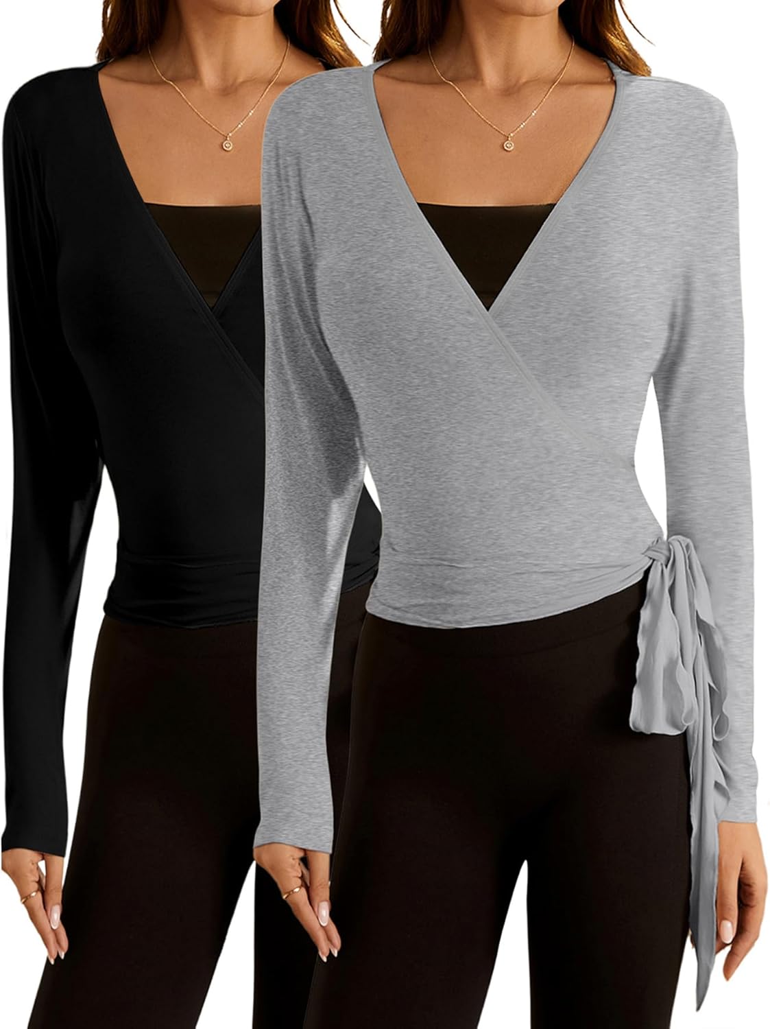 SweatyRocks Women's Pilates Outfits Wrap Tops for Activewear