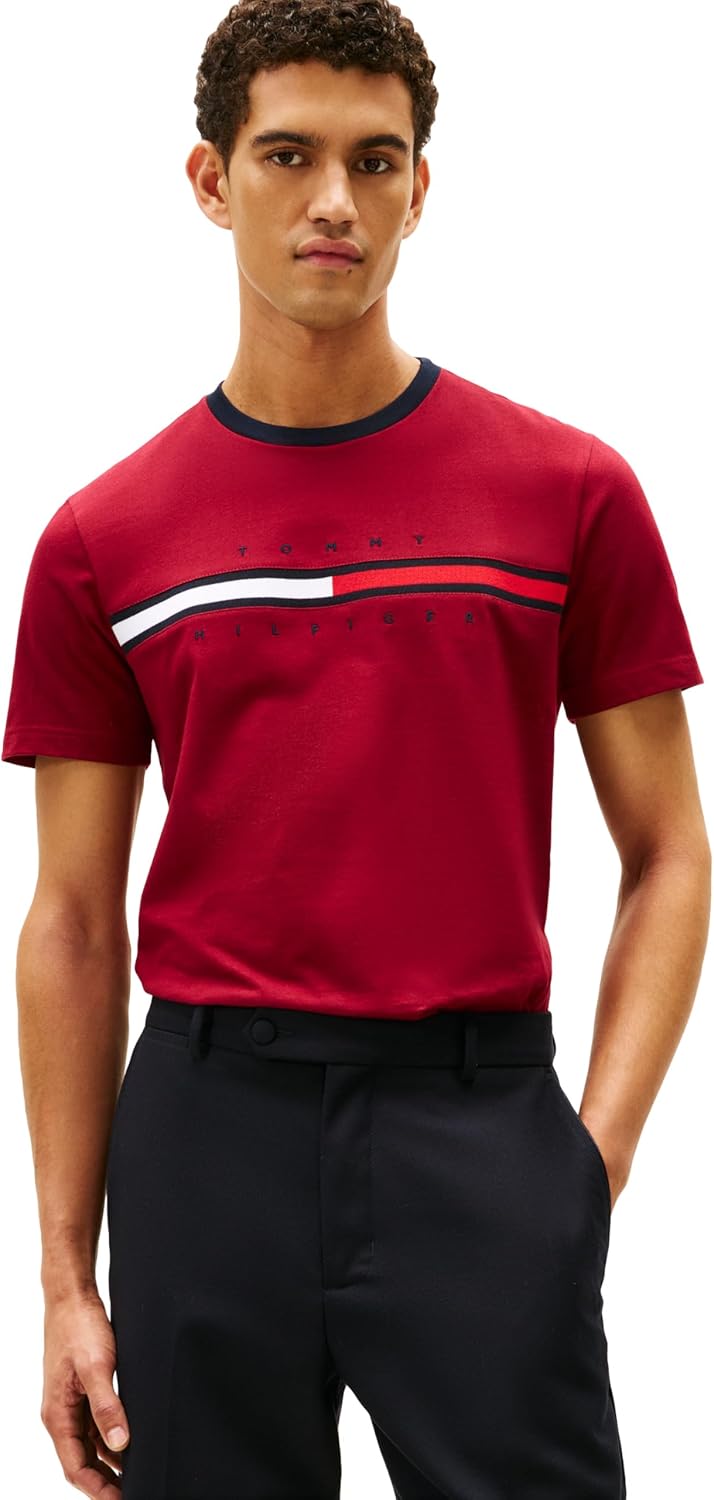 Tommy Hilfiger Men's Short Sleeve Signature Stripe Graphic Tee