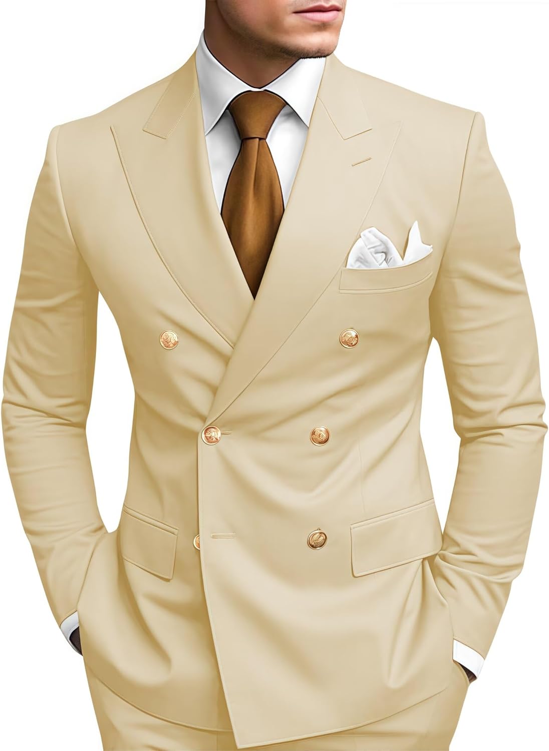 2 Piece Double Breasted Suit for Men Slim Fit Stylish Look