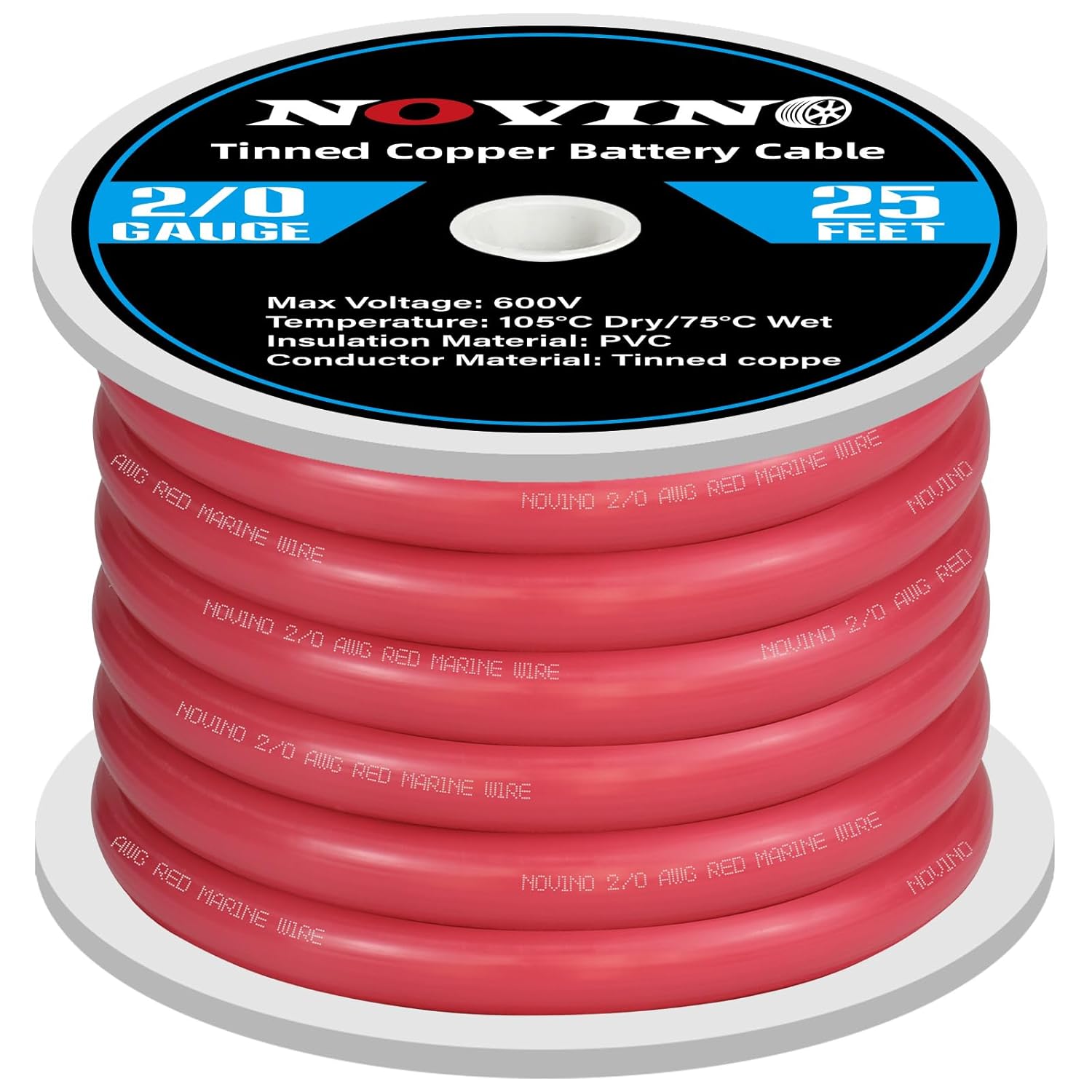 2/0 Gauge Marine Wire Tinned Copper Boat Battery Cable 25ft