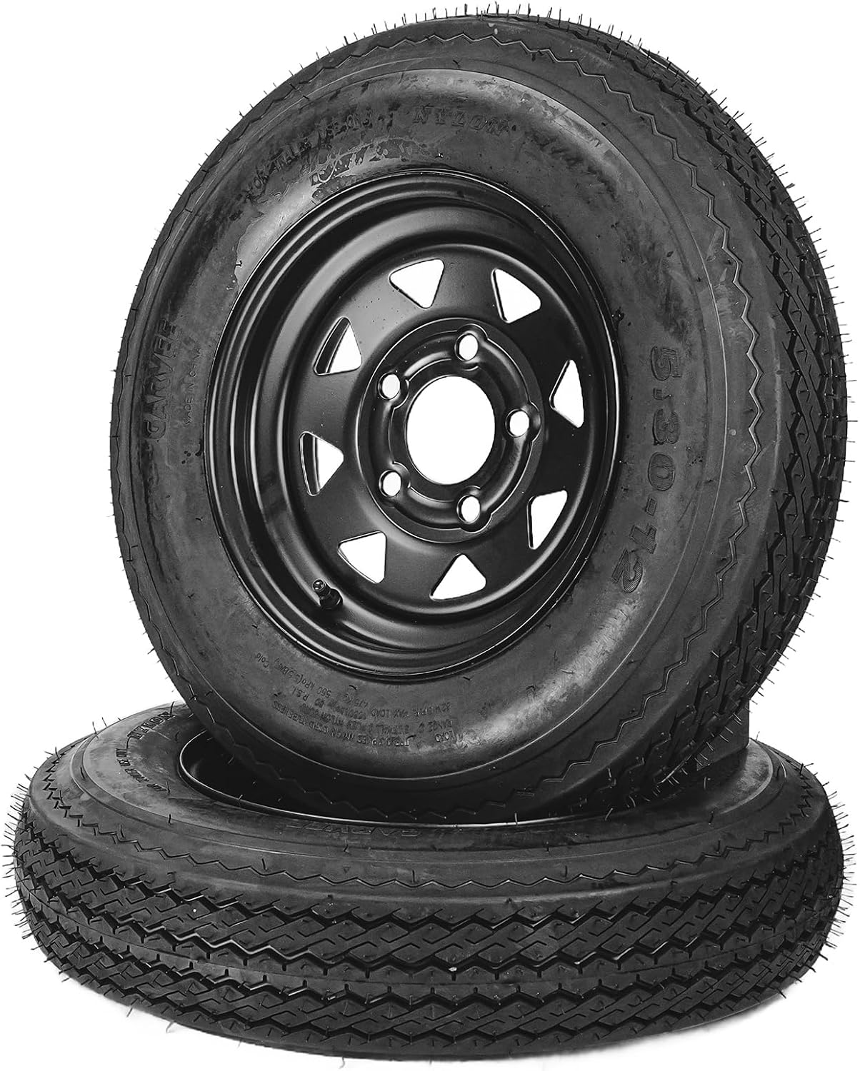 2-Pack 5.30-12 Trailer Tire On Rim for Heavy Loads and Durability