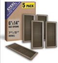Floor Register 6x14 Louvered Metal Vent - Walkable 5 Pack