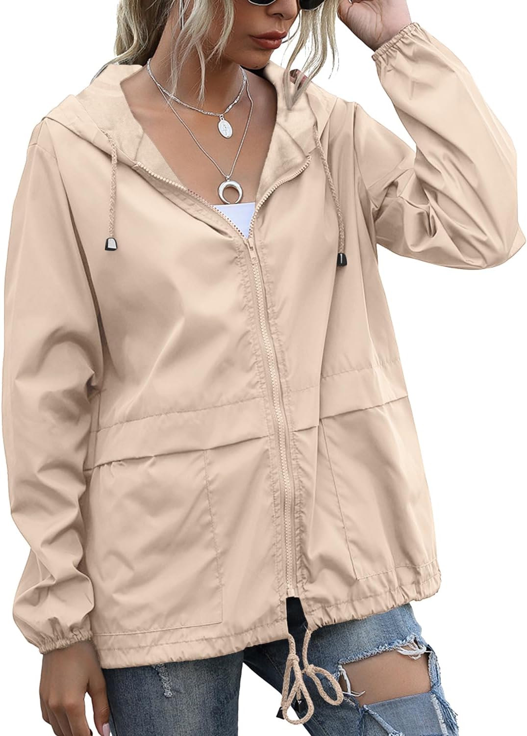 PESION Women's Waterproof Raincoat Lightweight Windbreaker Jacket