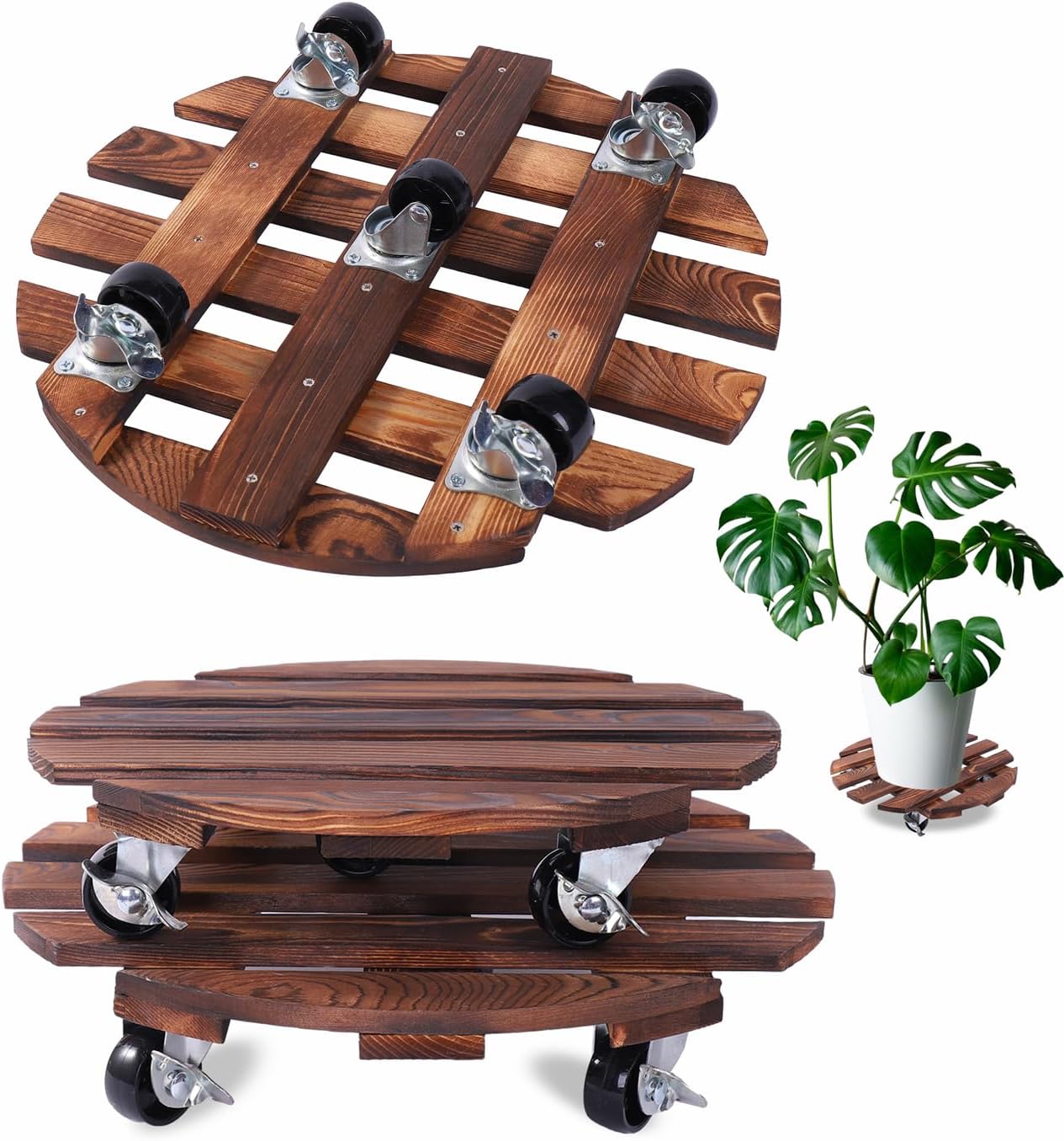 2 Pack Plant Caddy with 5 Wheels for Heavy Duty Plant Pots