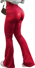 Faux Leather Butt Lifting Leggings for Women - Flare Style