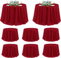 sancua Christmas Red 120 in Round Tablecloth 8 Pack - Value Set