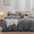 BESTOUCH Duvet Cover Set 100% Washed Cotton Linen Feel - Oversized