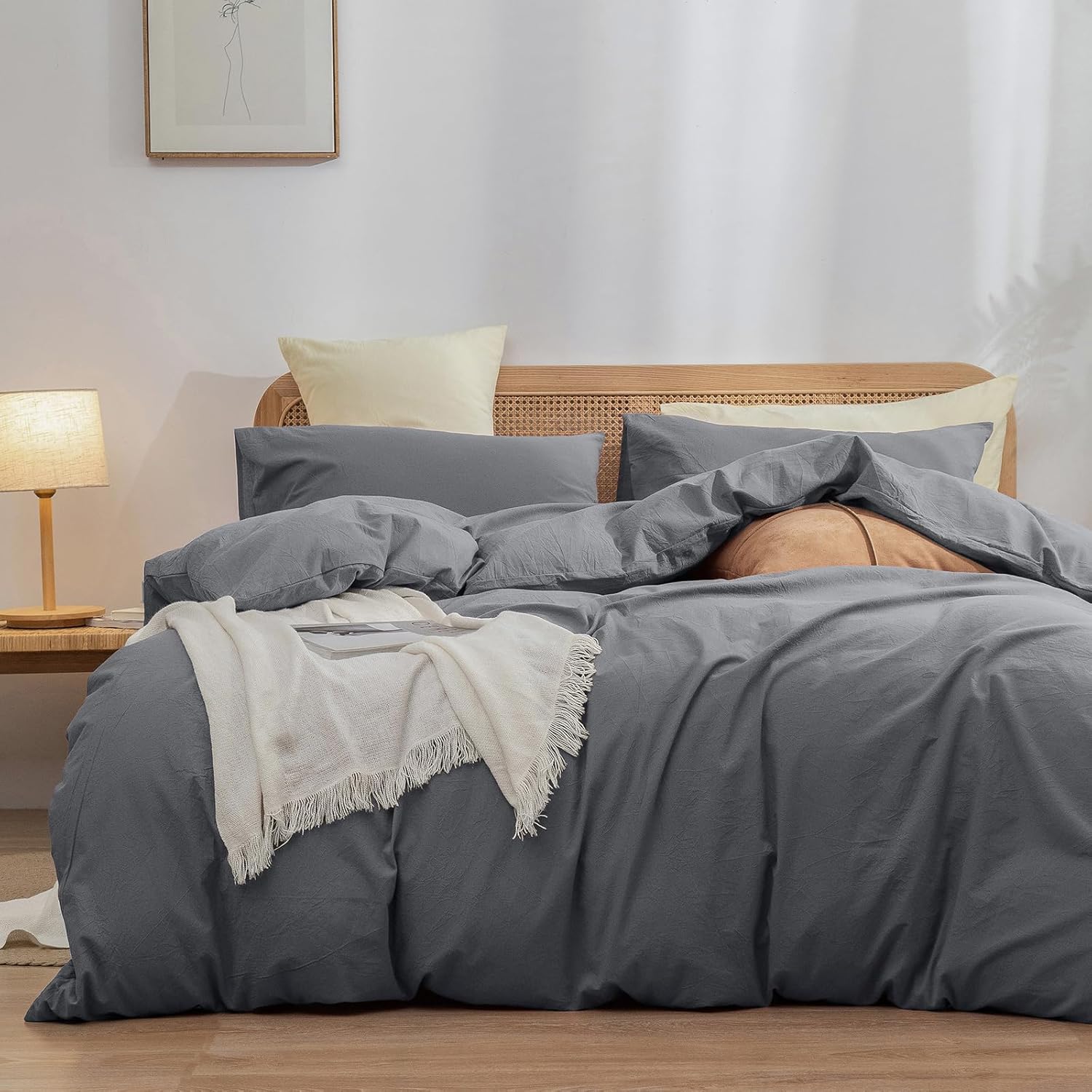 BESTOUCH Duvet Cover Set in Soft Washed Cotton for Comfort