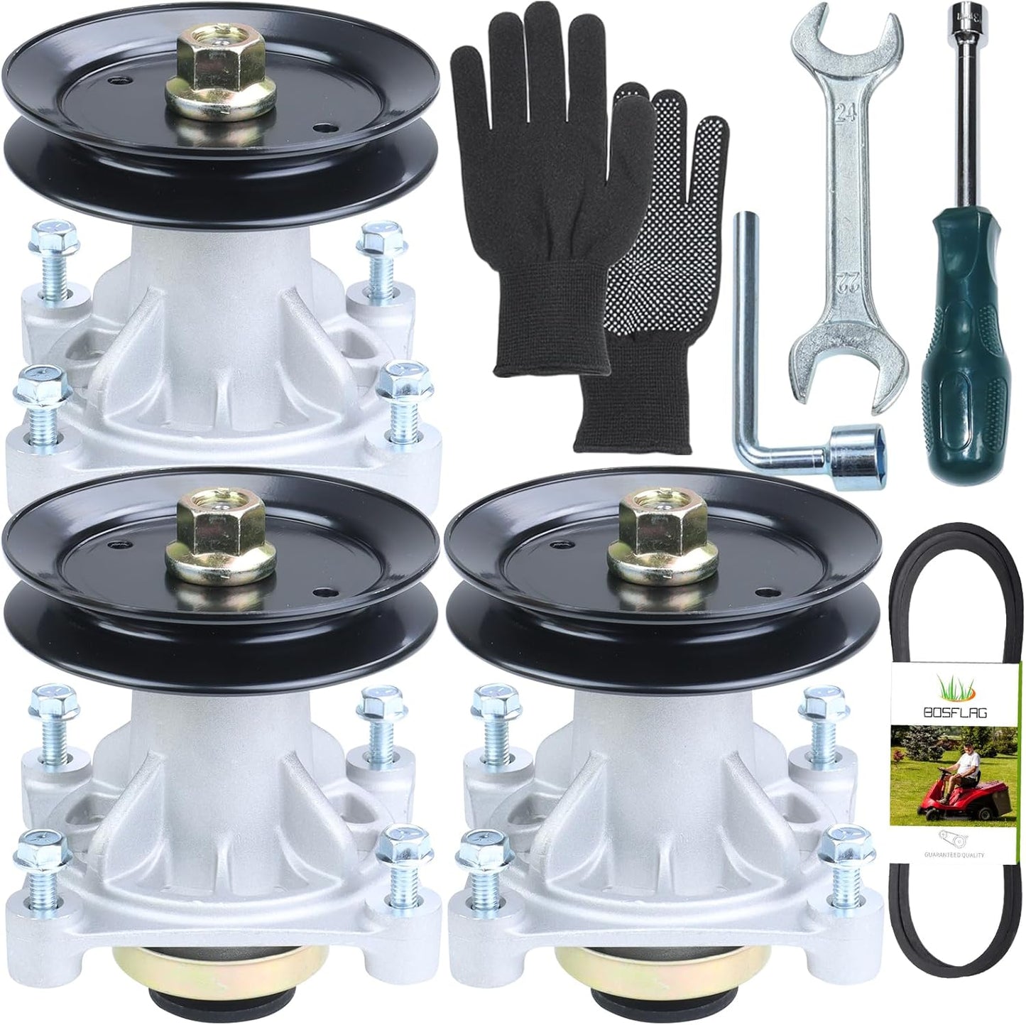 3 Pack 604214 Spindle Assembly for Hustler Raptor 52 inch Deck