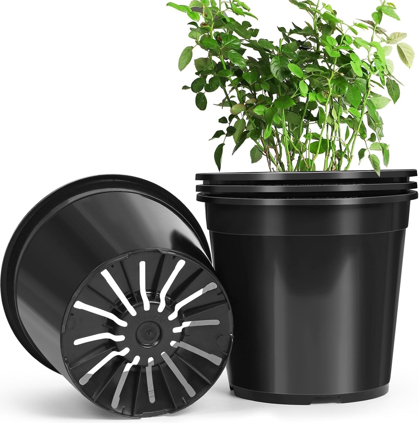 7 Gallon Pots for Plants - Durable Plastic Nursery Pots 4 Pack