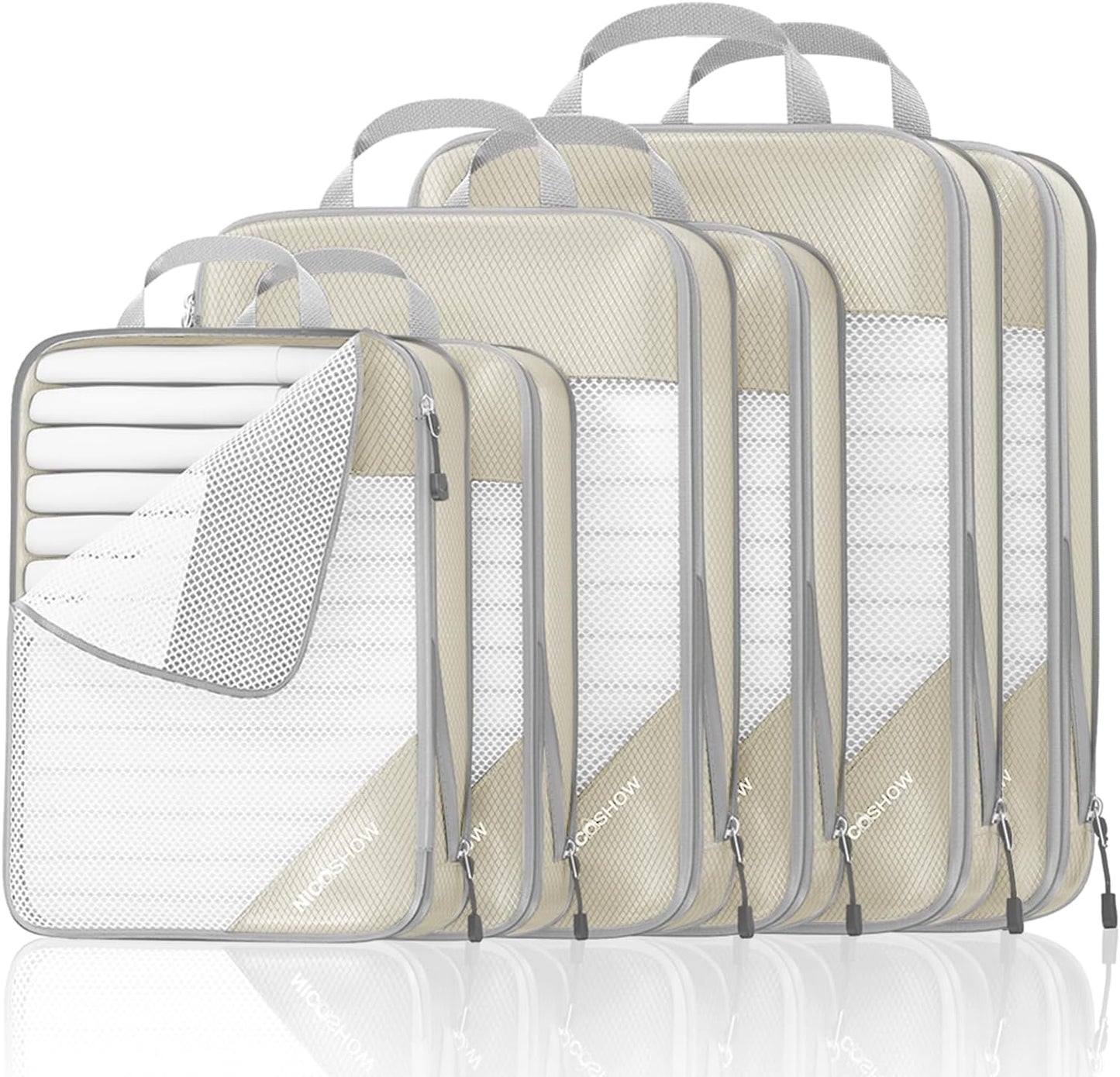 Compression Packing Cubes 6 Set for Travel - Space-Saving Organizers