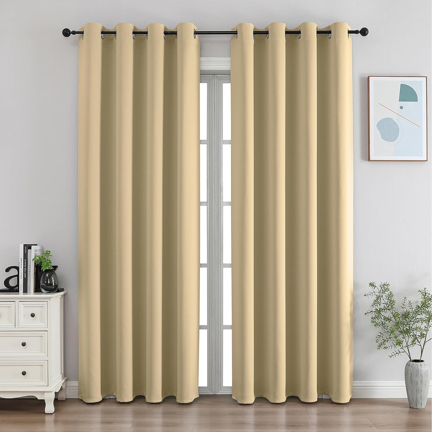 CUCRAF Beige Blackout Curtains for Bedroom & Living Room
