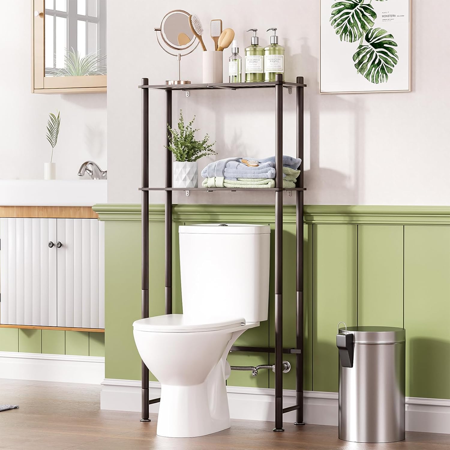 Bamboo Over The Toilet Storage Shelf for Bathroom Organization