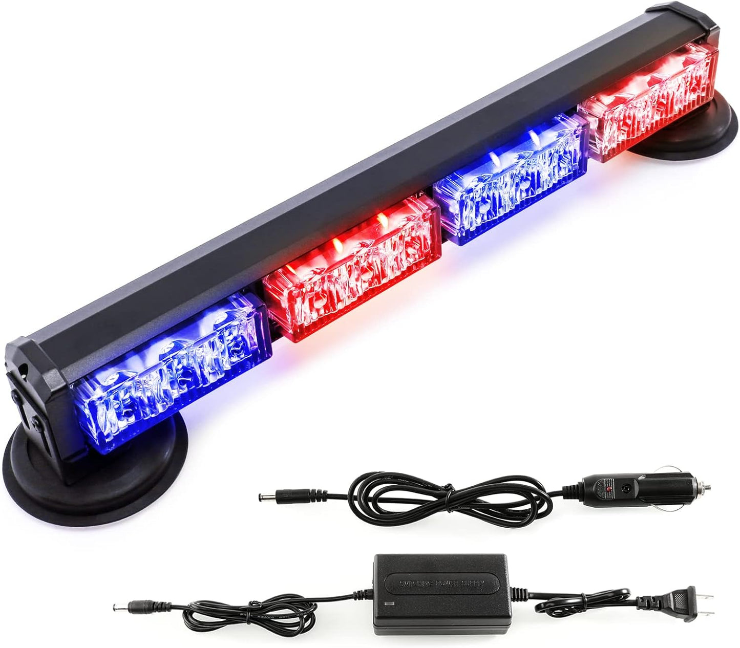 BooYu 14.8in Red/Blue Emergency Strobe Light Bar for Vehicles